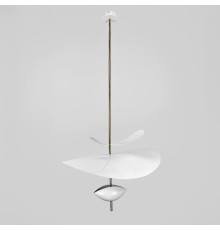 Світильник дизайнерський у білому корпусі із латунною трубкою Ø 40 см