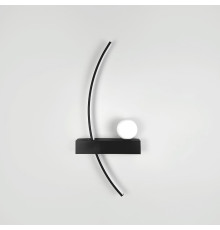 Чорне дугове бра з білим плафоном у лівому корпусі 60 см