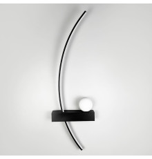 Чорне дугове бра з білим плафоном у лівому корпусі 80 см