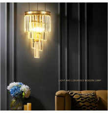 Підвісний світильник у латунному корпусі з кришталевими підвісками Ø 26 см