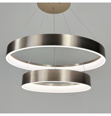 Сучасна кільцева люстра в подвійному сатиновому каркасі Ø 60+40 см