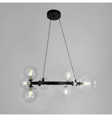 Кільцева чорна люстра з 9 прозорими плафонами Ø 60 см