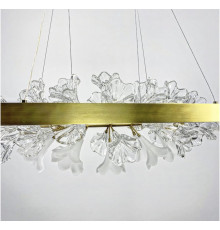 Видовжена латунна люстра із квітковою композицією 115 см