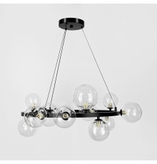 Кільцева чорна люстра з 14 прозорими плафонами Ø 75 см