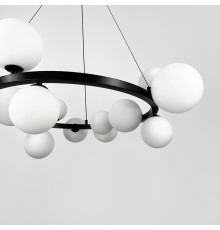 Кільцева чорна люстра з 14 білими плафонами Ø 75 см