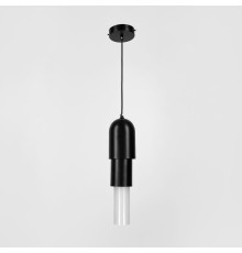 Підвісний світильник з чорним металевим та скляним плафоном