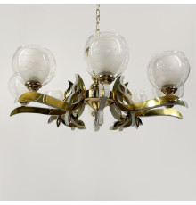 Люстра із світлодіодним золотим корпусом та 8 подвійних плафонів