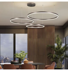 Підвісна люстра на три led кільця у чорному каркасі 60+50+40 см