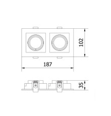 Корпус світильника точкового RUBIO, 187×102 мм, IP20, PC, квадратний, білий