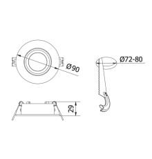 Корпус світильника точкового LINTO, IP20, PC, круглий, Ø90×29 мм, чорний