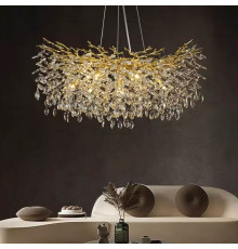 Вишукана золота люстра DIAMINA з кришталевим камінням Ø 100 см