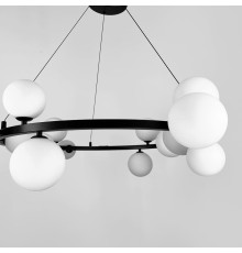 Кільцева чорна люстра з 18 білими плафонами Ø 95 см