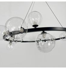 Кільцева чорна люстра з 18 прозорими плафонами Ø 95 см