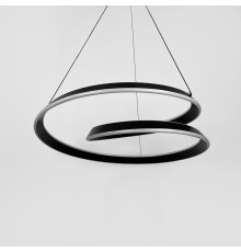 Підвісна кільцева люстра в чорному перекрученому корпусі Ø 60 см