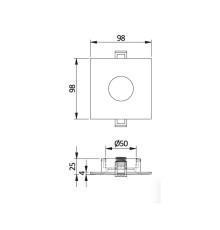 Корпус світильника точкового AURORA, IP20, квадратний, 96x96x25 мм, білий