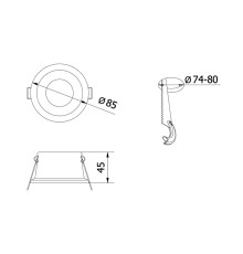 Корпус світильника точкового ELVA, IP54, Ø85x45 мм, білий