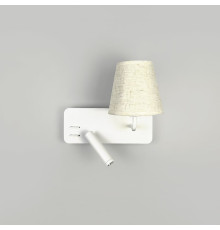 Біле праве бра із плафоно-абажуром та спотом на 2 вимикачі