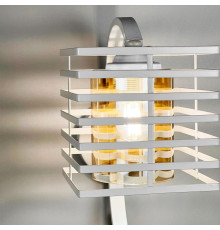 Металеве бра в стилі Лофт у білому корпусі 30х16 см з янтарним плафоном