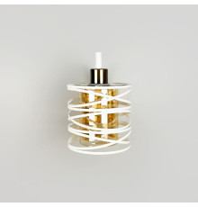 Біле металеве бра Лофт у корпусі 25х16 см з янтарним плафоном