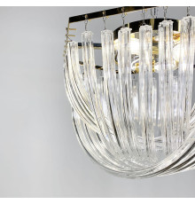 Стельова люстра Newport із закрученими скляними трубками у золотому каркасі Ø 60 см