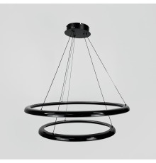 Сучасна підвісна люстра з двома чорними кільцями Ø 80+60 см