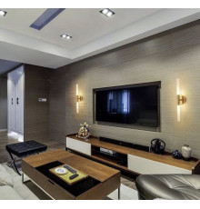 Бра у вигляді трубки в латуні з скляними матовими плафонами