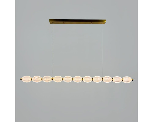 Led люстра з прозорими рельєфними кульками у латунному видовженому корпусі 120 см