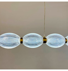 Led люстра з прозорими рельєфними кульками у латунному видовженому корпусі 120 см