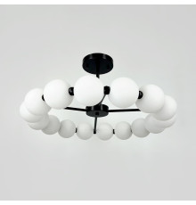 Стельова чорна люстра у вигляді кільця із полімерних кульок Ø 63 см