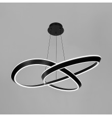 Підвісна кільцева люстра в переплетеному чорному корпусі 70х20 см