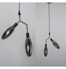 Латунний світильник з 2-ма графітовими видовженими плафонами