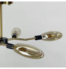 Стельова люстра на 6 видовжених плафонів янтар або графіт