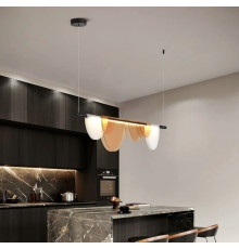 Видовжена LED люстра з янтарно-матовими пластинами