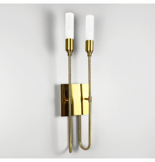 Подвійне бра в корпусі латунь з видовженими плафонами 68х18 см