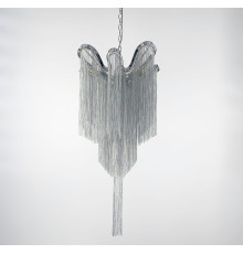 Уніальна люстра у хромованому каркасі із декоративними ланцюжками