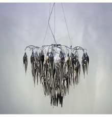 Люстра з підвісними об’ємними скляними елементами димчастого кольору