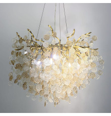 Підвісний світильник в золотистому корпусі з пластинами з комбінованого скла Ø 60 см