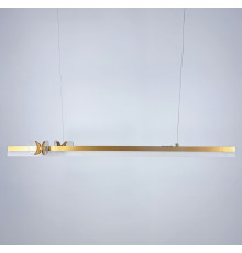 Світлодіодна видовжена люстра із метеликами в золотому корпусі