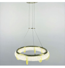 Латунна кільцева люстра із прозорими та жовтими пластинами Ø 45 см