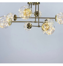 Латунна LED люстра на 8 прозорих плафонів із вбудованими світлодіодами