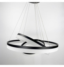 Сучасна підвісна LED люстра у чорному каркасі на три кільця 80, 60 та 40 см