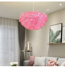 Світильник з натуральним пір'ям рожевого кольору Ø 40 см