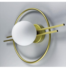 Мінімалістичне бра в золотому кольорі з білим плафоном