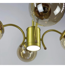 Стельова люстра на 4 або 6 плафони в корпусі золотистого кольору