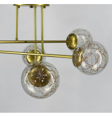 Стельова LED люстра на 6 плафонів в золотистому корпусі