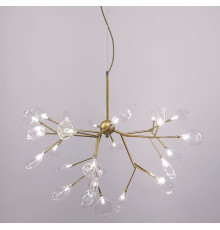 Сучасна каскадна листова люстра в золотистому корпусі на 27 ламп