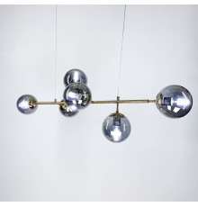 Видовжений світильник в латунному каркасі на 6 плафонів