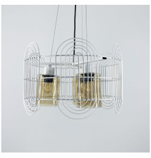 Підвісна люстра у стилі лофт у білому каркасі на 3 лампи