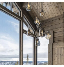 Підвіс із мʼятим видовженим скляним графітовим плафоном