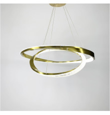 Вишукана дизайнерська люстра на два кільця у золотому каркасі